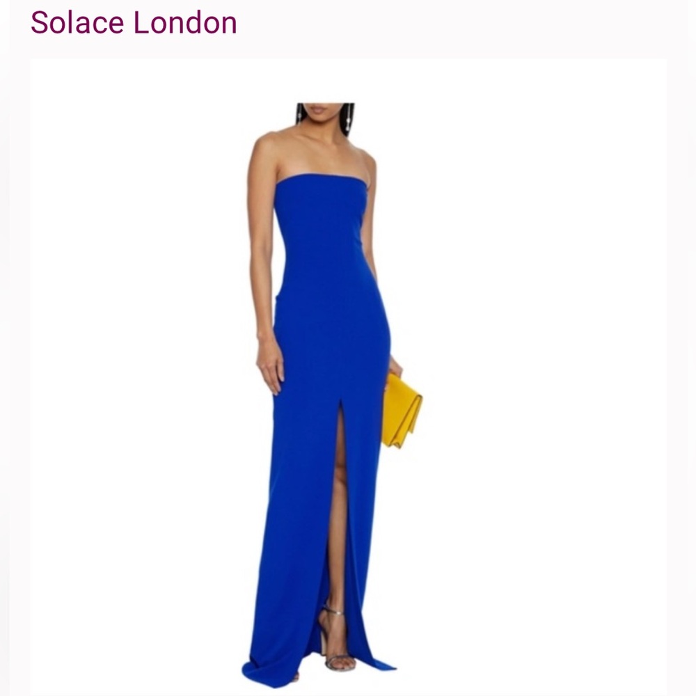Solace London Strapless Cobalt Blue Gown